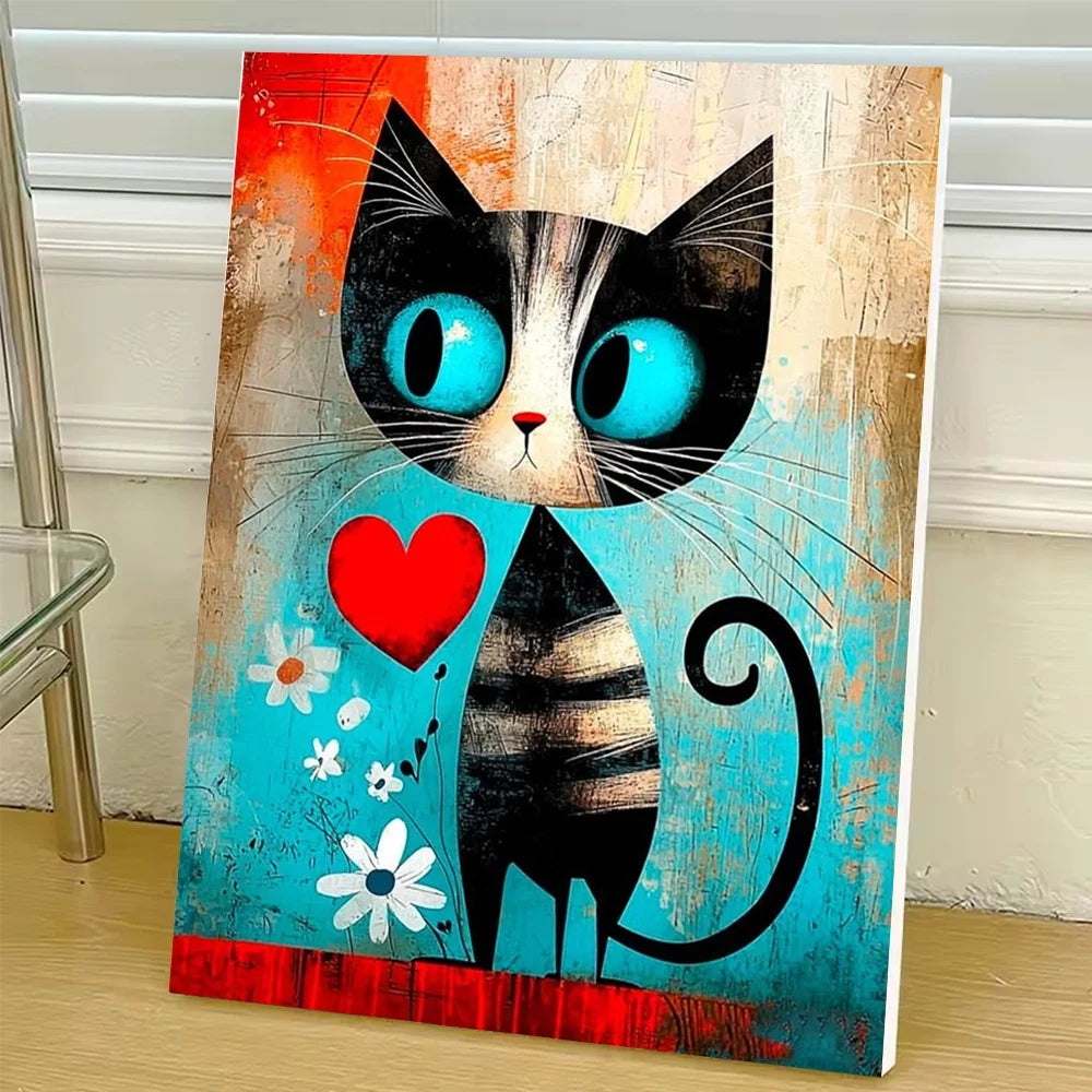 Cartoon Diy Art Paint By Numbers  Abstract Cat