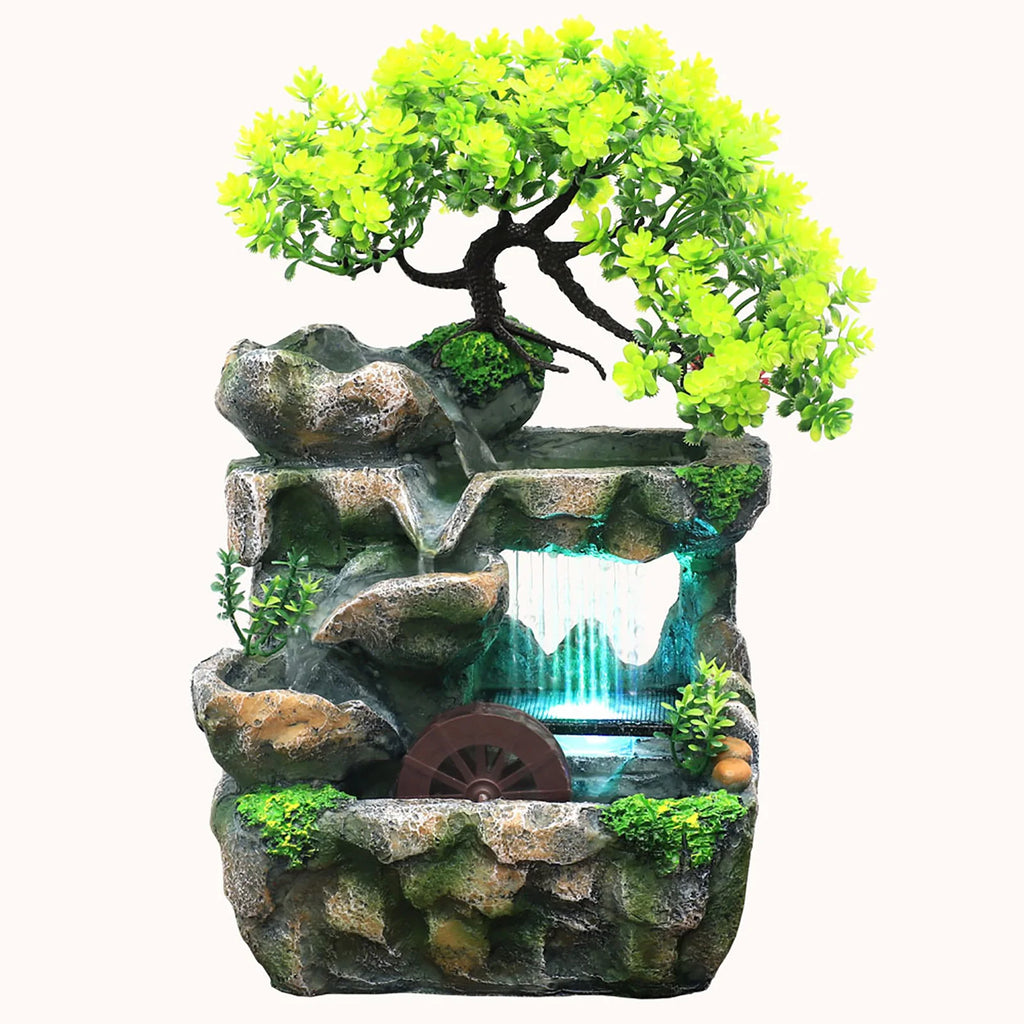 Indoor Room Fountain Waterfall Decor Desktop Fountain Decoration Water Feature with Colour Changing LED Lighting Zen Meditation