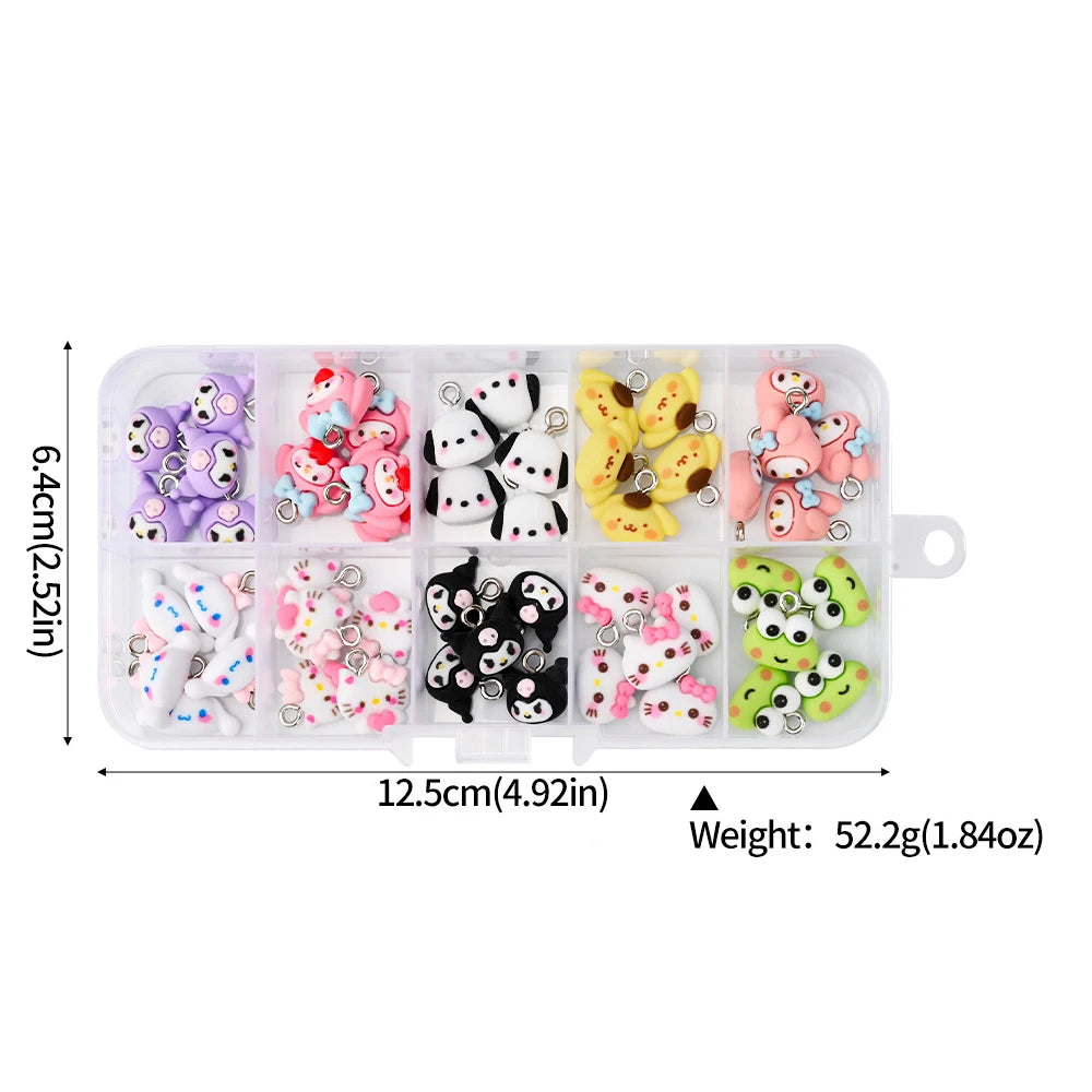 50pcs 3D Cartoon Charms DIY Craft Kit for Phone Case, Keychain