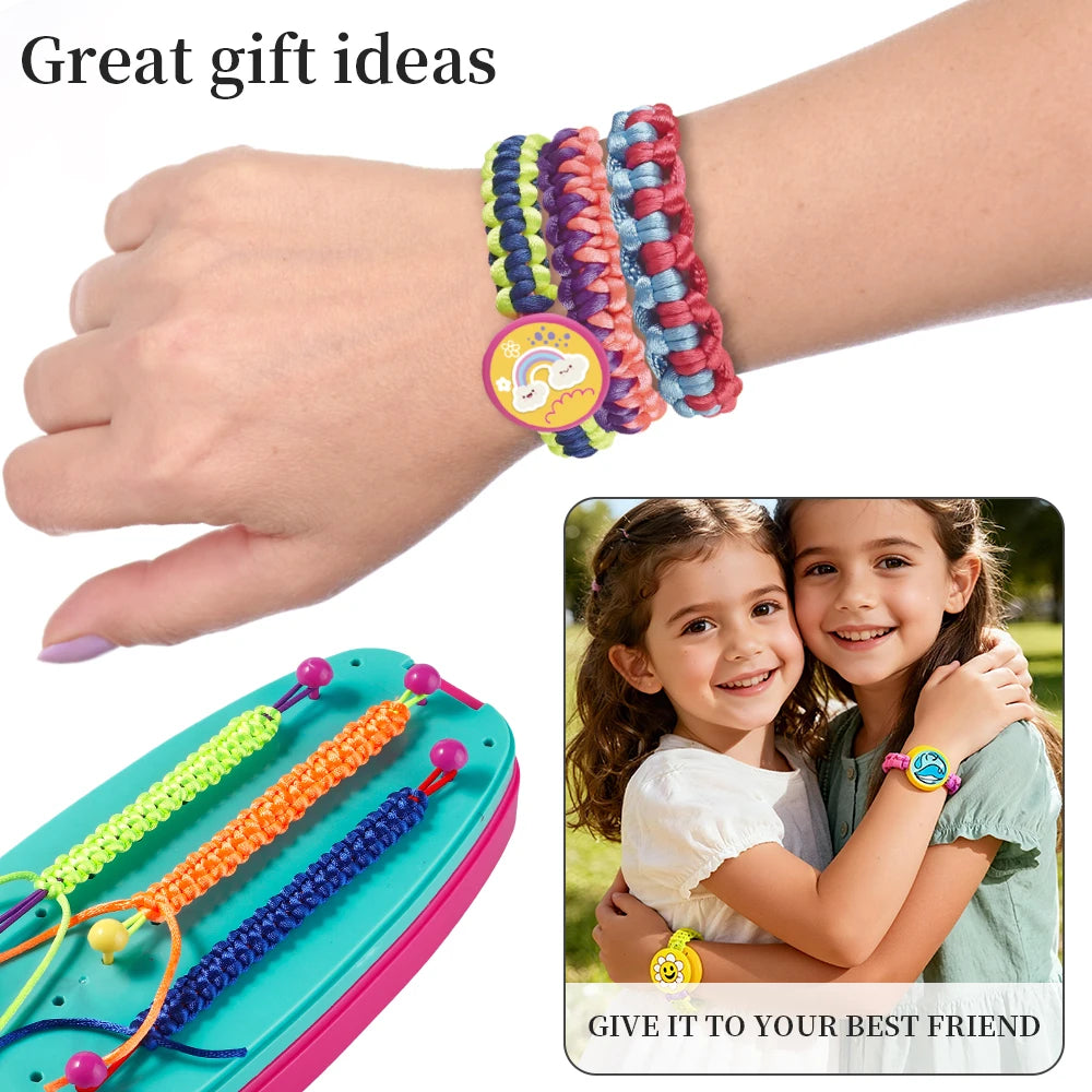 Girl's Bracelet Crafting Kit, Rainbow Rubber Band Loom Set, DIY Birthday Gift