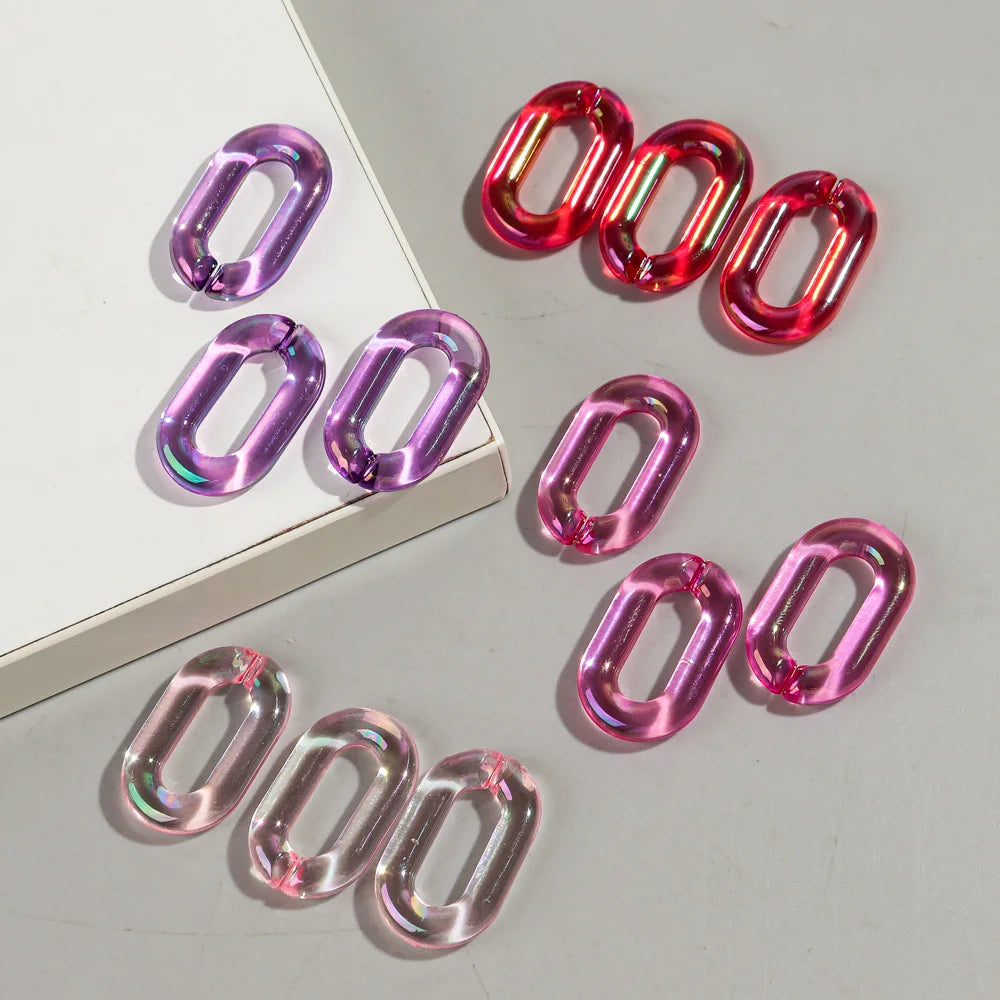 Colorful 20pc Transparent Oval LinkOval Link Chain Beads