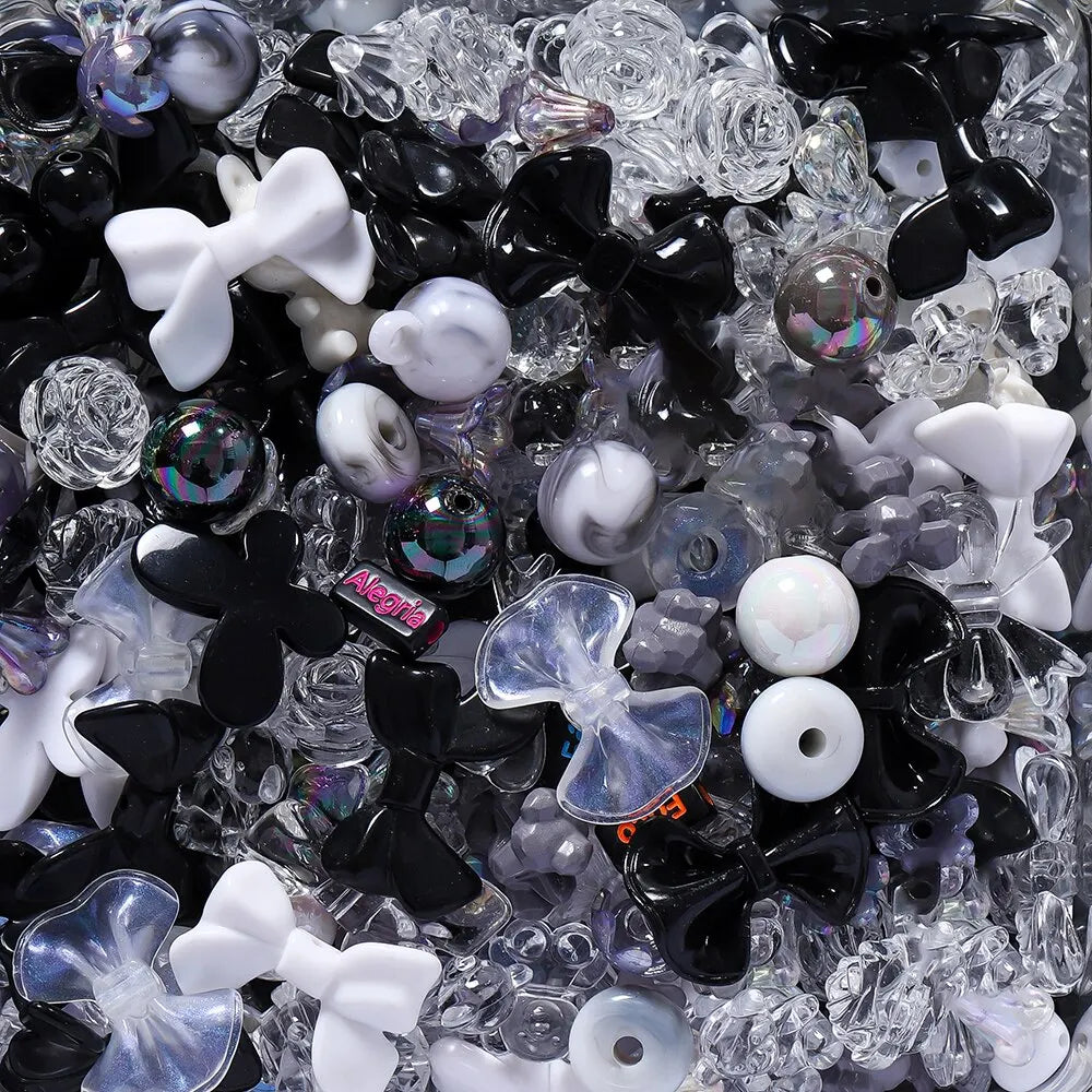 40g/lot Mixed style Flowers Heart Colorful Acrylic Beads