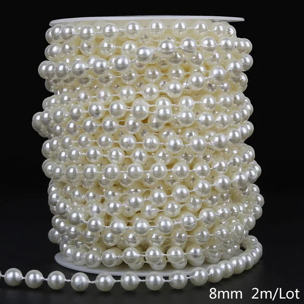 ABS Imitation Ivory Pearl Bead Chain Line Cord Thread Trim for DIY Wedding Party Decoration & Jewelry Findings Craft Accessories