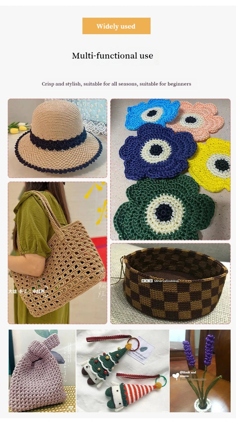 DIY Hand-Woven  Craft Rope Hollow Wool Crocheting Cushion