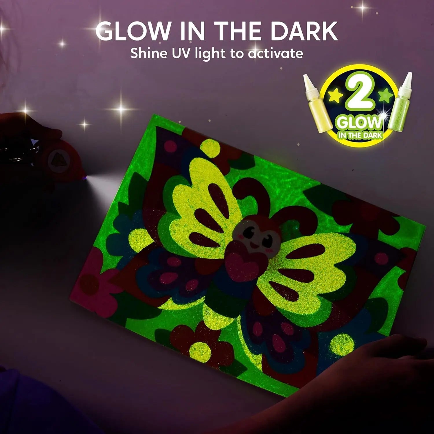 Kid Glow Sand Art Kits Glow in The Dark Sand Painting with 14 Colors