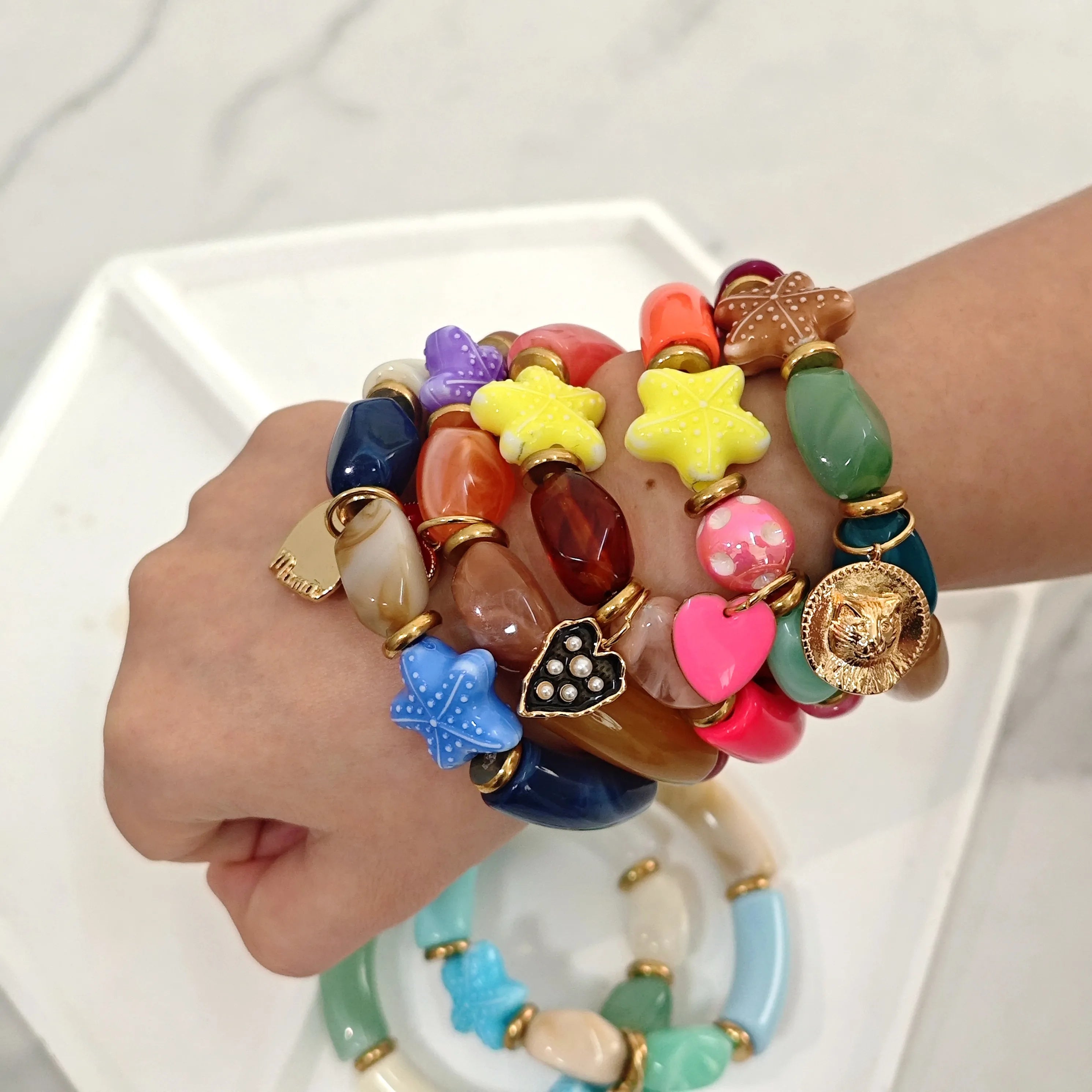 20pcs Dual Color  Stone Shape Loose Spacer Beads for DIY Jewelry