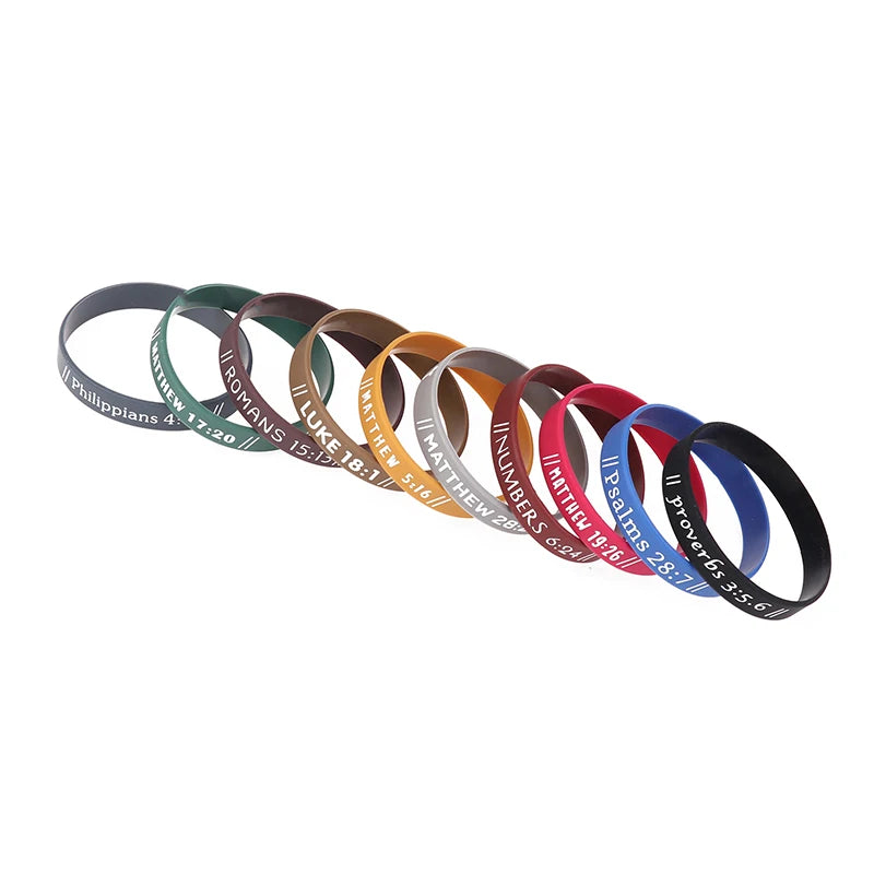 40pcs Inspirational Bible Verse Silicone Bracelets Faith-Based Wristbands
