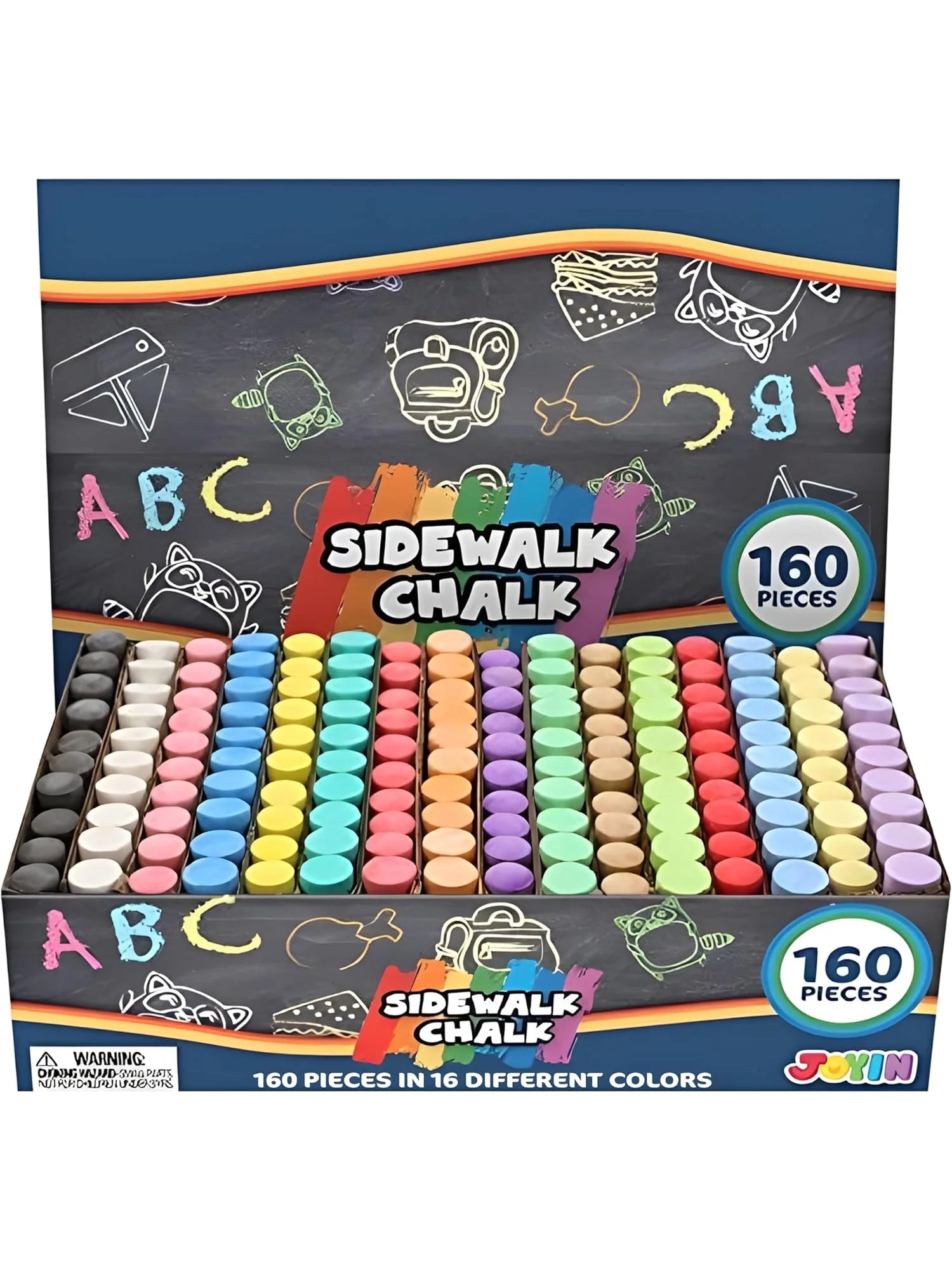 160 PCS Sidewalk Chalks Set Non-Toxic Washable Jumbo Chalk for Outdoor Art Play