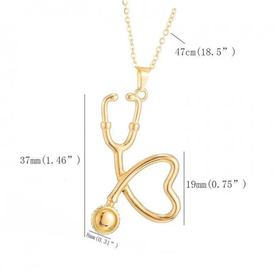 Hot Selling  Titanium Steel Necklace Creative Nurse Stethoscope Titanium Steel Necklace