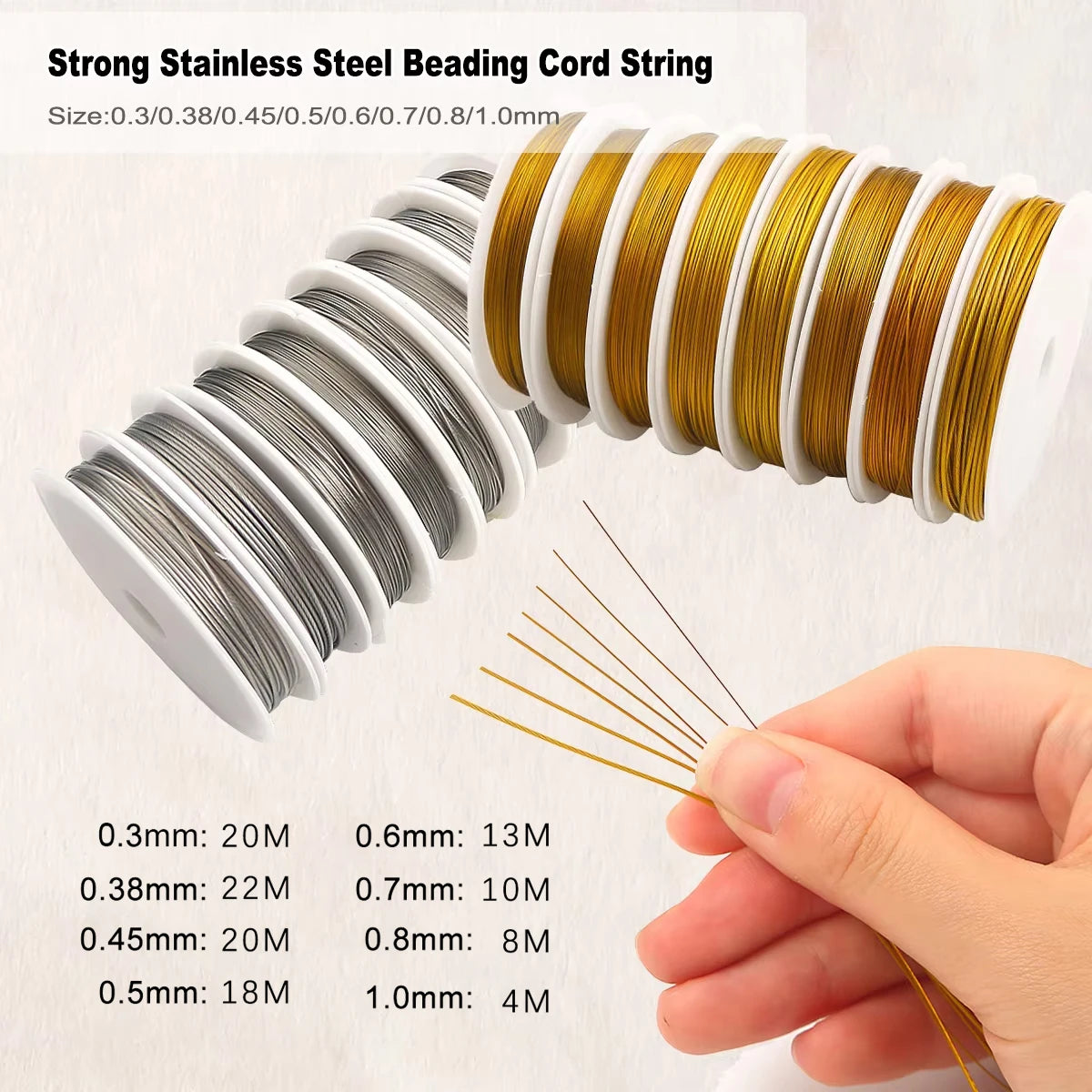 Stainless Steel Beading Cord String 0.3-1mm Strong Wire for Jewelry Making DIY Handcraft Sculpting Craft Bailing