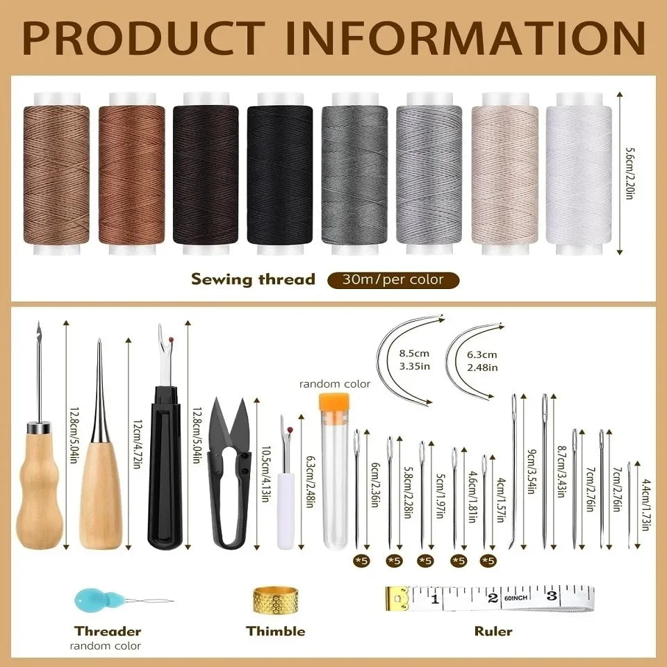 KRABALL Leather Sewing Tools Kit With Hand Sewing Needles And Waxed Thread