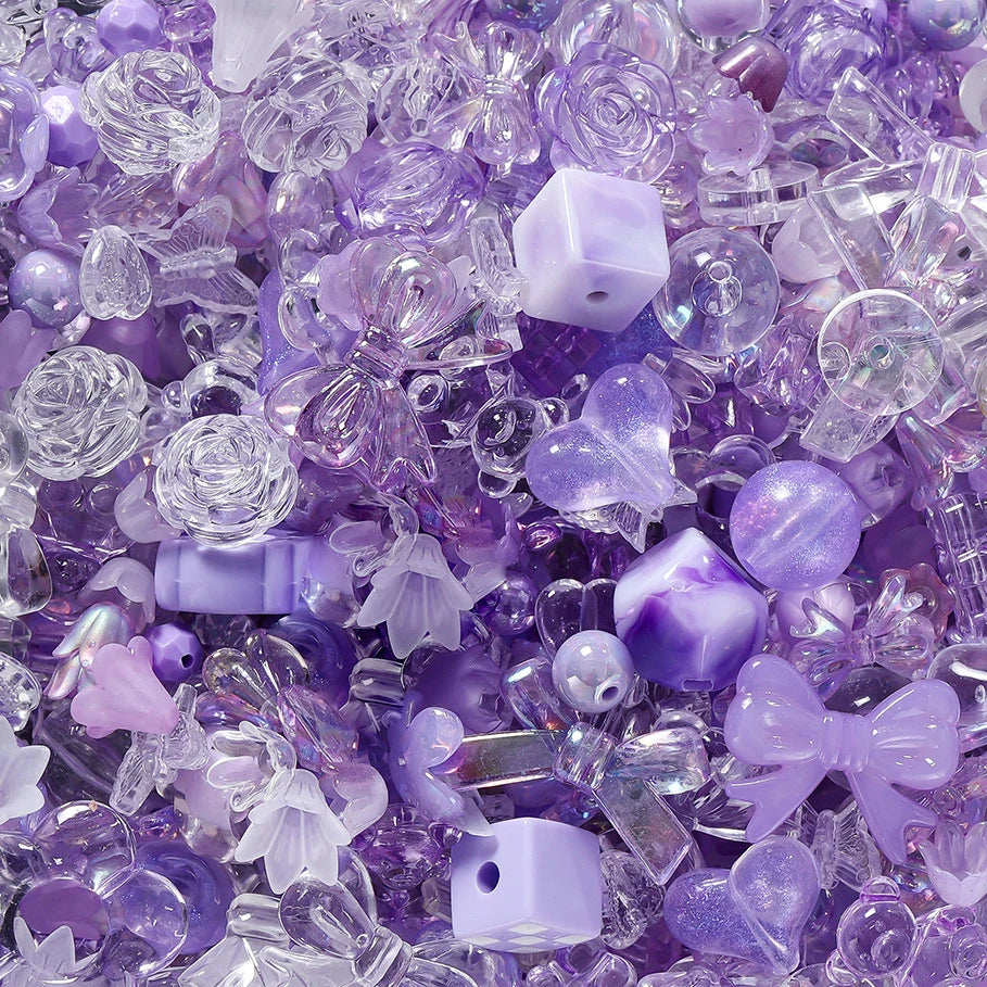 40g/lot Mixed style Flowers Heart Colorful Acrylic Beads