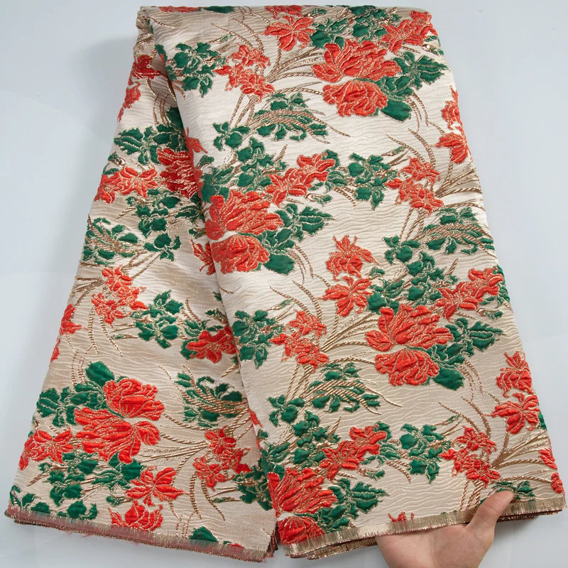 African Brocade Lace Fabrics 2025 Latest Nigerian French Tulle Damask Lace 5 Yards