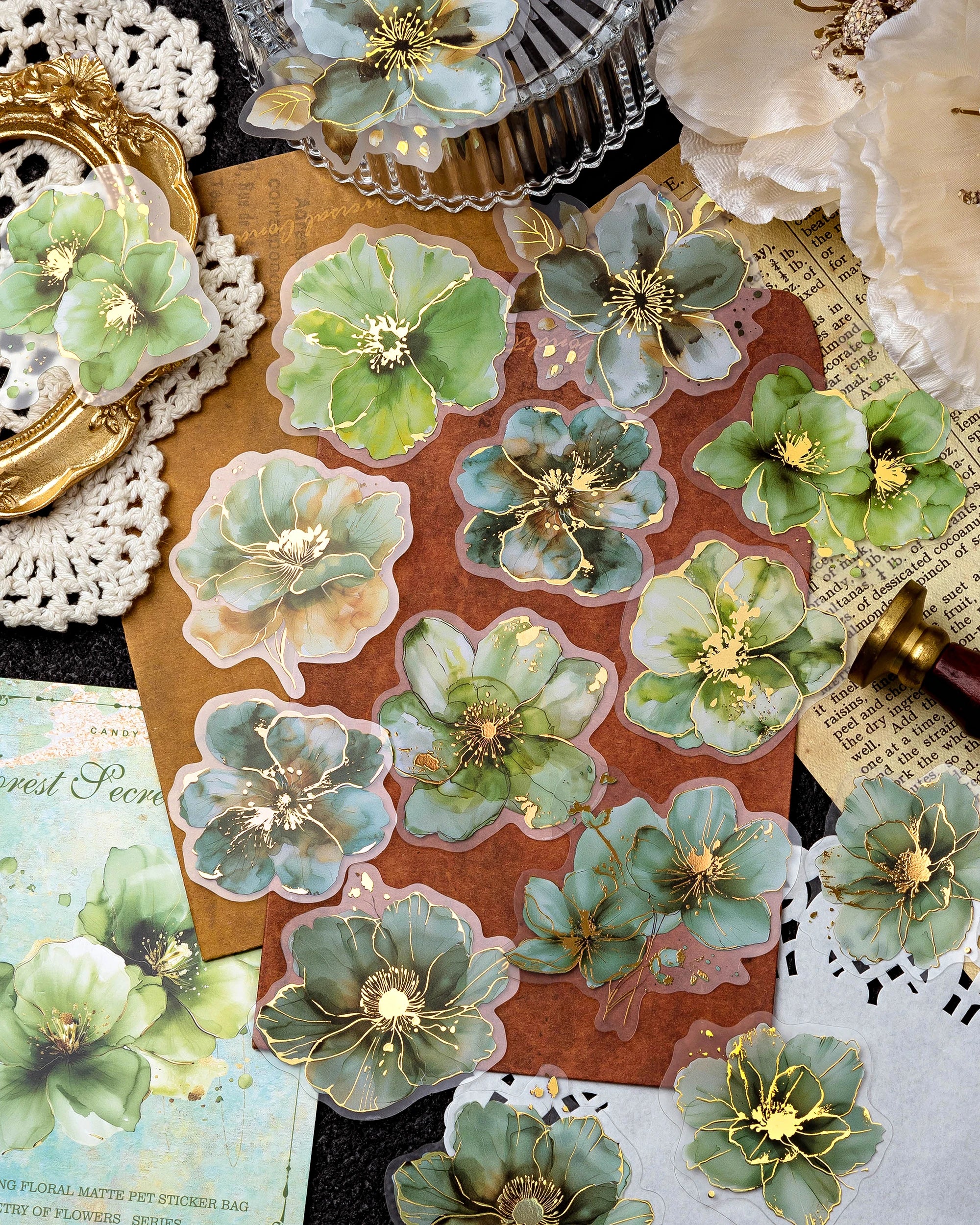 120pcs PET Sticker Pack Flower Poem Series Decoration Stickers DIY Calendar Scrapbook Diary