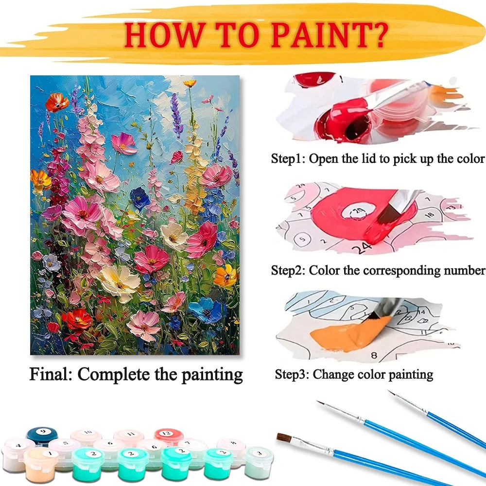 Diy Art Flowers Paint By Numbers For Adult Floral Craft Kit