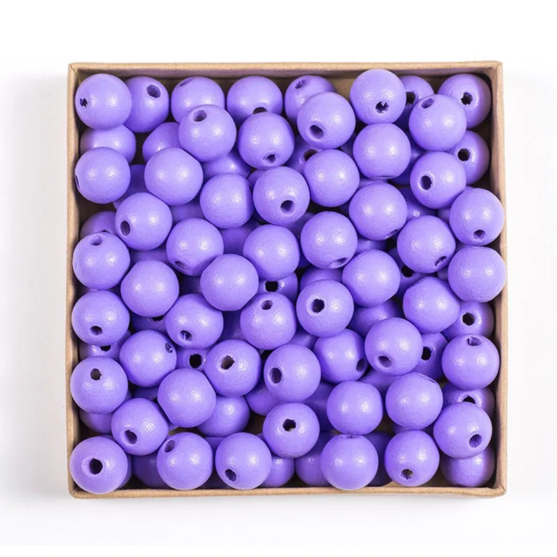 Wooden Beads Multi Colors Round Shaped DIY Craft Bracelet Necklaces Jewelry Accessories