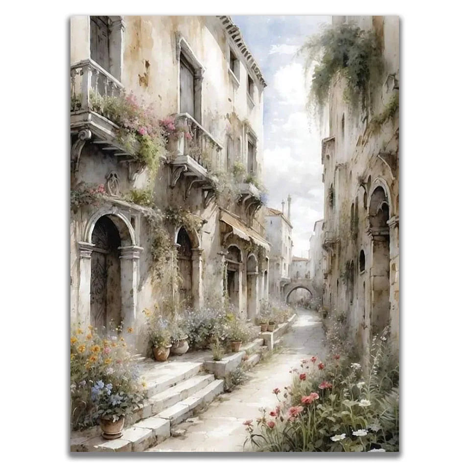 DIY diamond painting diamond mosaic art small town Scenery embroidery 5D full square round diamond cross stitch kit home decor
