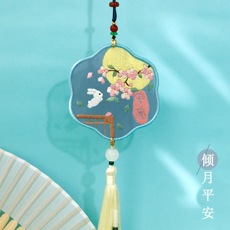 Car Pendant Needlepoint for Beginner Handmade, DIY Needlework Easy Embroidery Kit Sewing