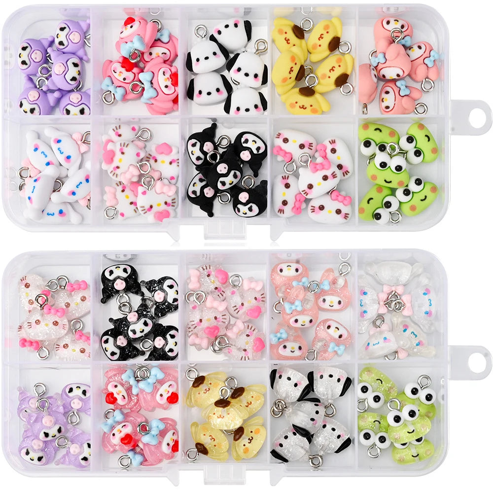 50pcs 3D Cartoon Charms DIY Craft Kit for Phone Case, Keychain
