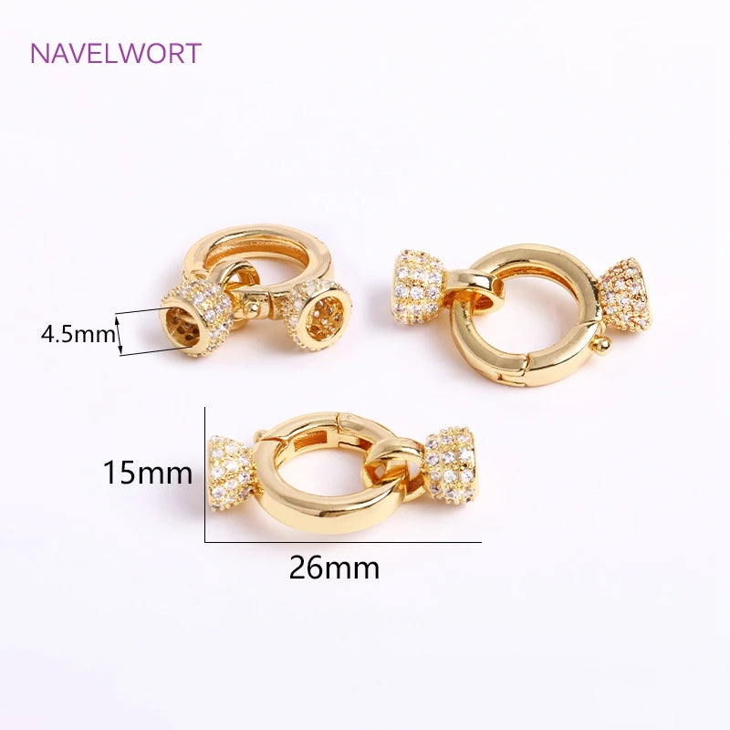 DIY Jewelry Accessories Inlaid Zircon Pearl Clasps Connectors 18K Gold Plated Pearl Clasps Fastener For Necklace Making Findings