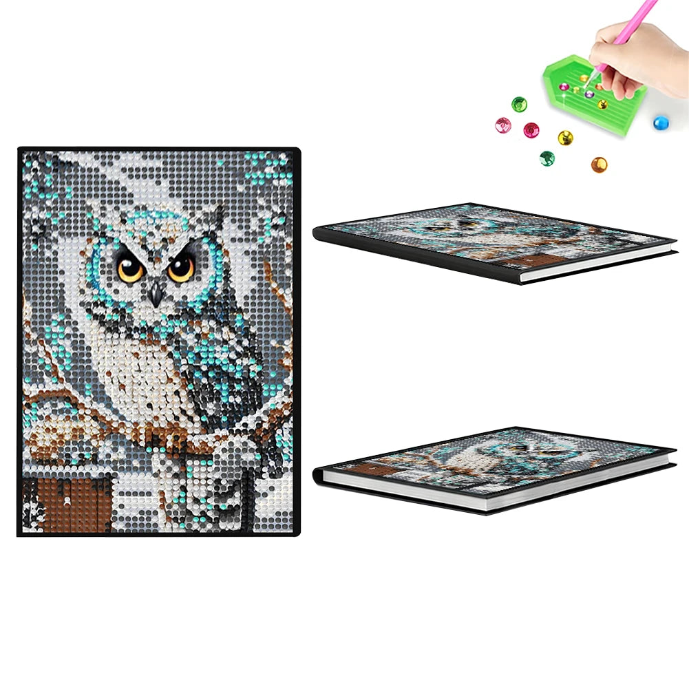 5D DIY Owl Diamond Art Painting Kit Crystal Notepad Sketchbook