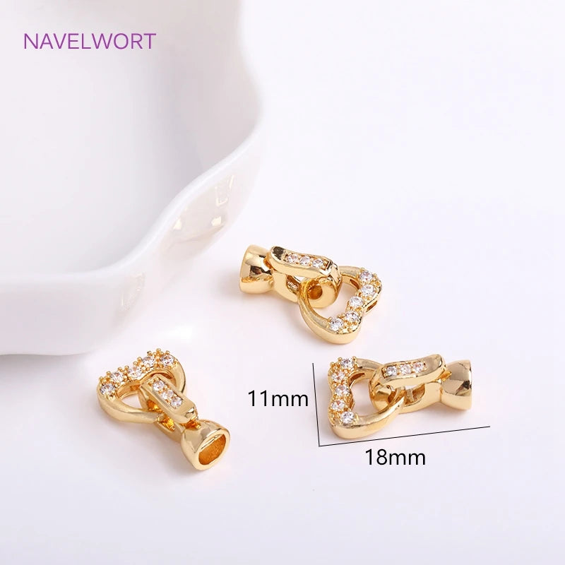 DIY Jewelry Accessories Inlaid Zircon Pearl Clasps Connectors 18K Gold Plated Pearl Clasps Fastener For Necklace Making Findings