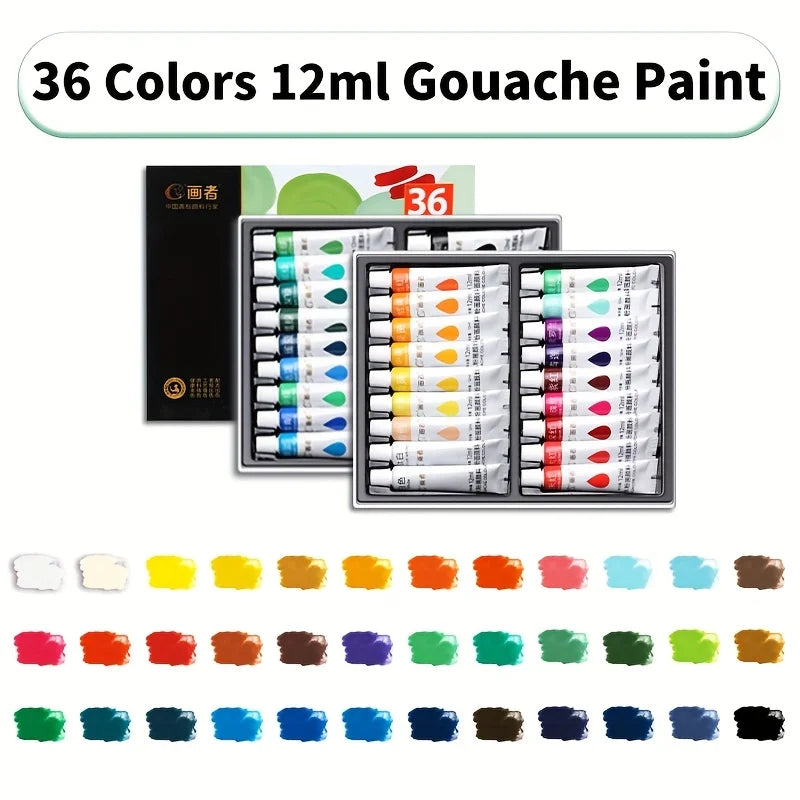 Paint Set 36 Colors 12mL/0.4oz, Professional Tempera