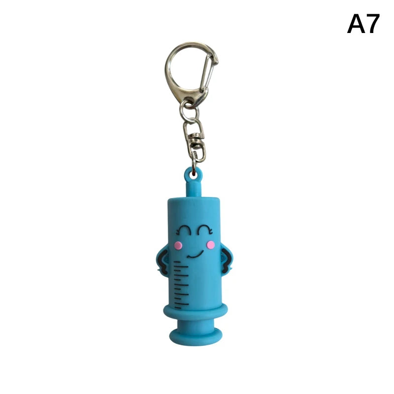 1PCS PVC Ampoule Bottle Opener Keychain Syringe-Shaped Cutter Nurse Doctor Aid Medication Vial Breaker Tool