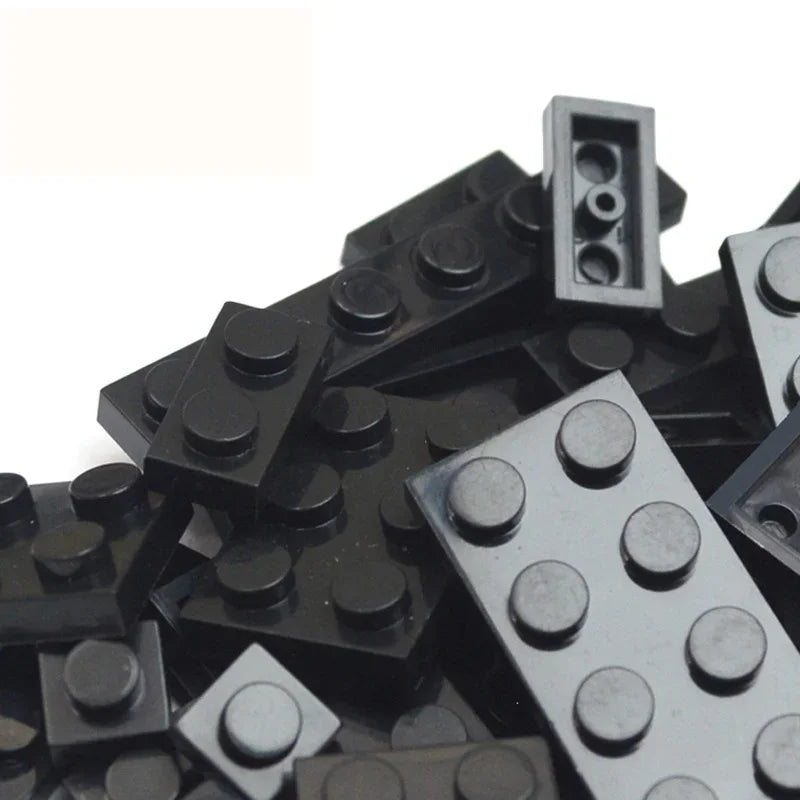100PCS 12 Shapes Thin Plate Parts City Bulk Building Blocks Mixed Accessory Creative Bricks Compatible Brand 1x1 1x2 1x4 Dots