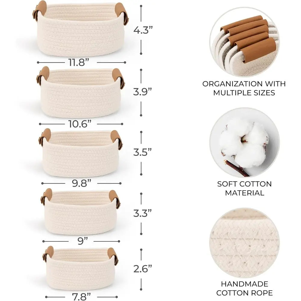 Beautiful Storage Basket Set of 5 -great for storning craft materals yarn and crochet and knitting needles.