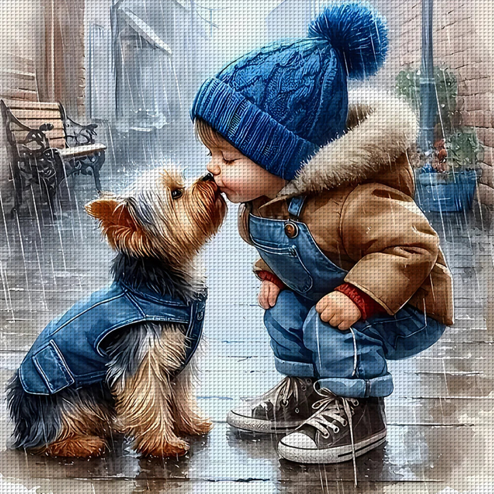 Full Embroidery ,Thread Printed Boy Cross Stitch Kit Art