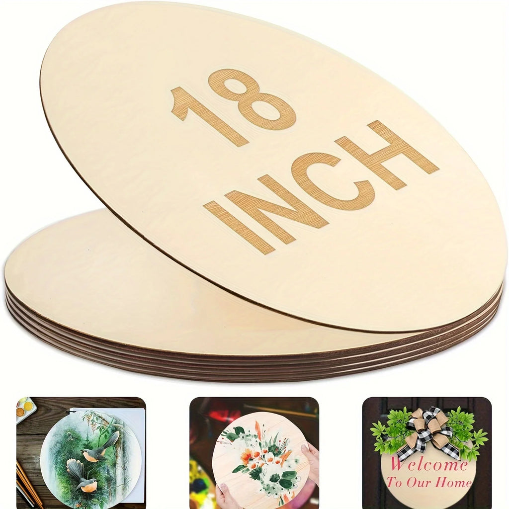 5 Pack 18 Inch Rounds Wood Discs Wood Sign Blank for Crafts