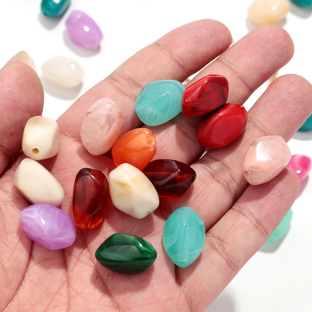 20pcs Dual Color  Stone Shape Loose Spacer Beads for DIY Jewelry