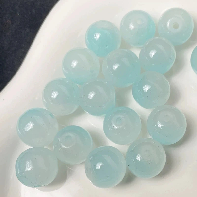 50pcs 8/10mm Dual Color Glass Round Loose Spacer Beads Jewelry Making