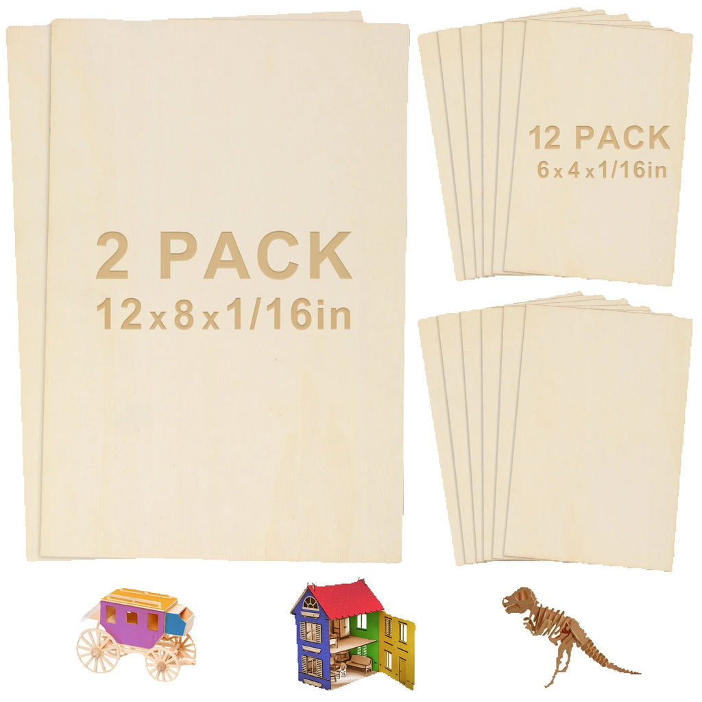 14pc Blank Plywood Unfinished Basswood Sheets .