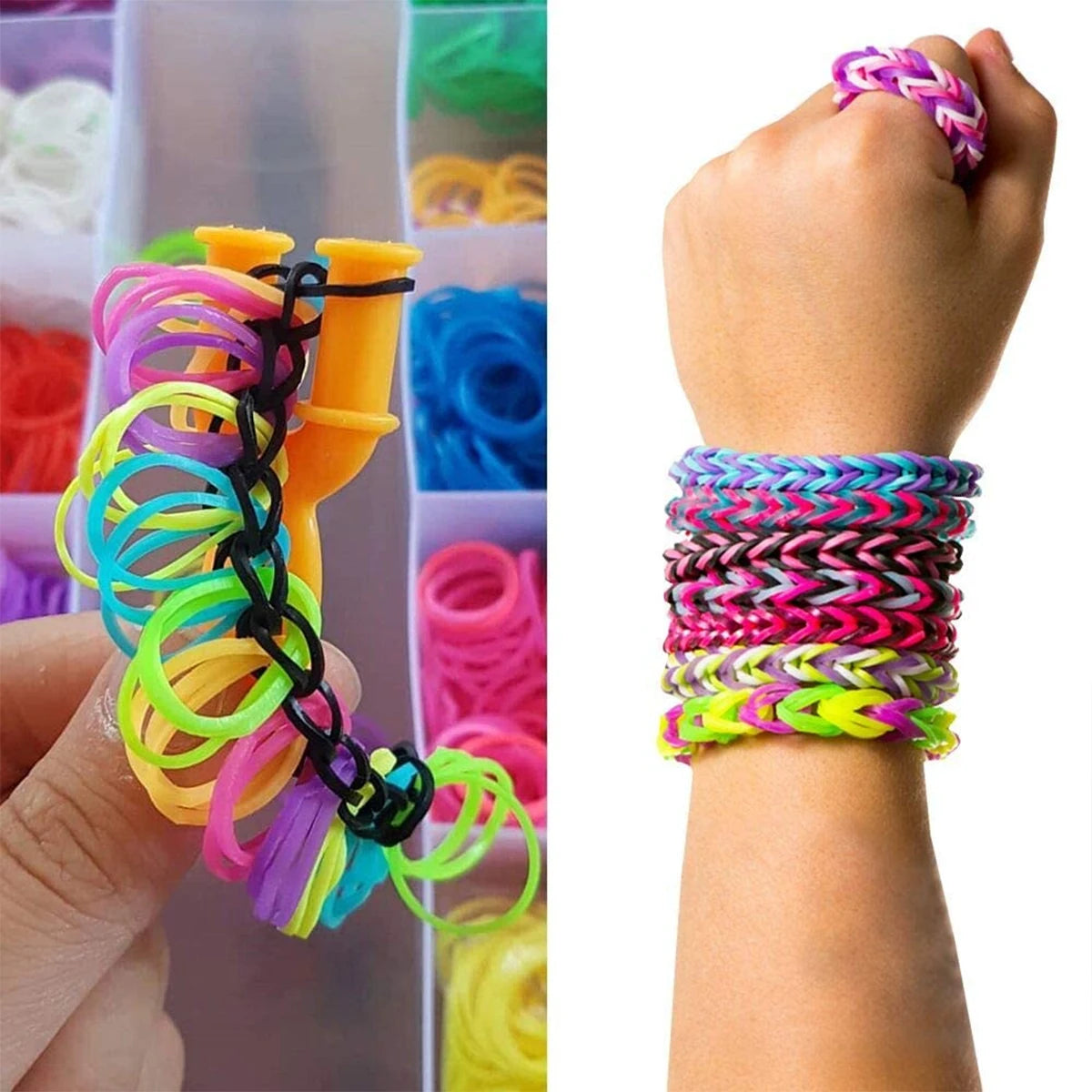 1Box Creative Colorful Loom Bands Set For  Elastic Bracelet Making Kit DIY