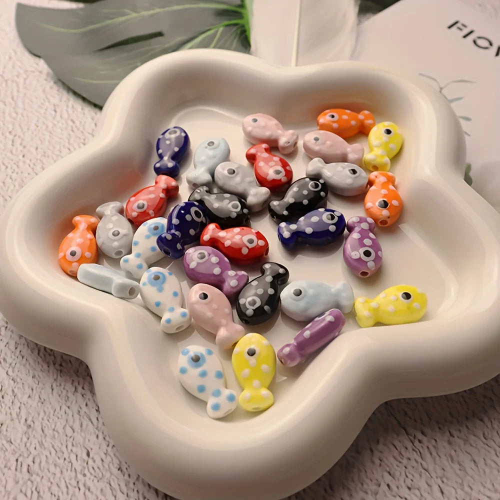 38pcs Fish-shaped Ceramic Beads Handcrafted DIY Jewelry Making Accessories