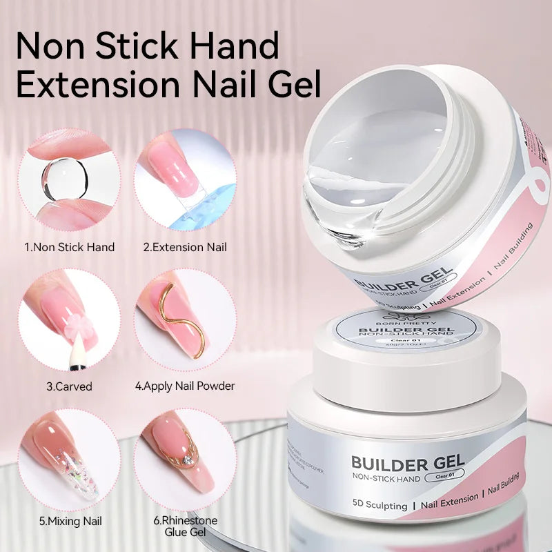 Clear Non-Stick Gel Nail Polish 5D Shaping/Sculpting/Carving Hard Gel DIY Nail Art at Home