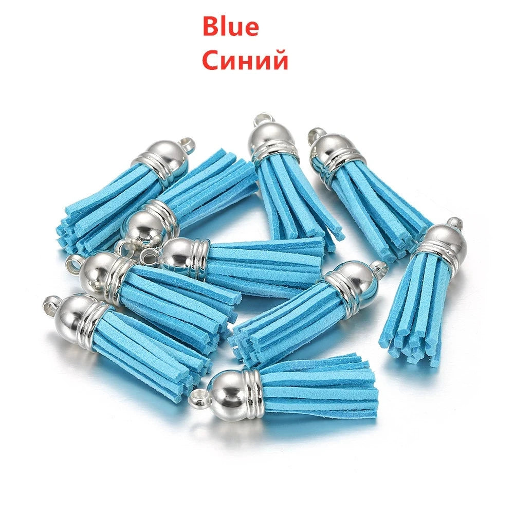 10pcs 36mm Leather Tassel Charms Straps, Suede Tassels DIY Jewelry Accessories