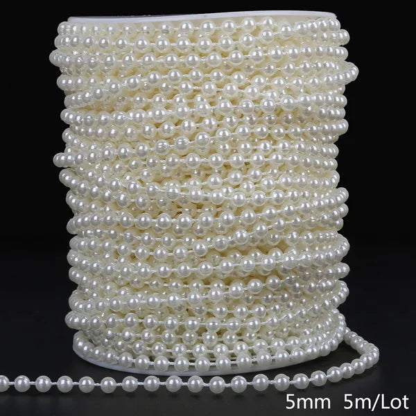 ABS Imitation Ivory Pearl Bead Chain Line Cord Thread Trim for DIY Wedding Party Decoration & Jewelry Findings Craft Accessories