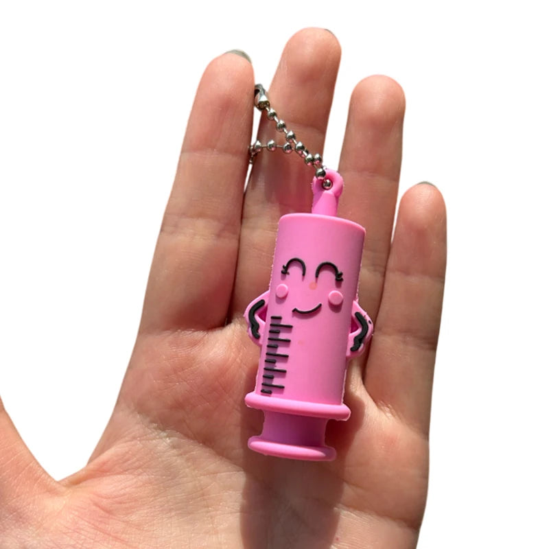 1PCS PVC Ampoule Bottle Opener Keychain Syringe-Shaped Cutter Nurse Doctor Aid Medication Vial Breaker Tool