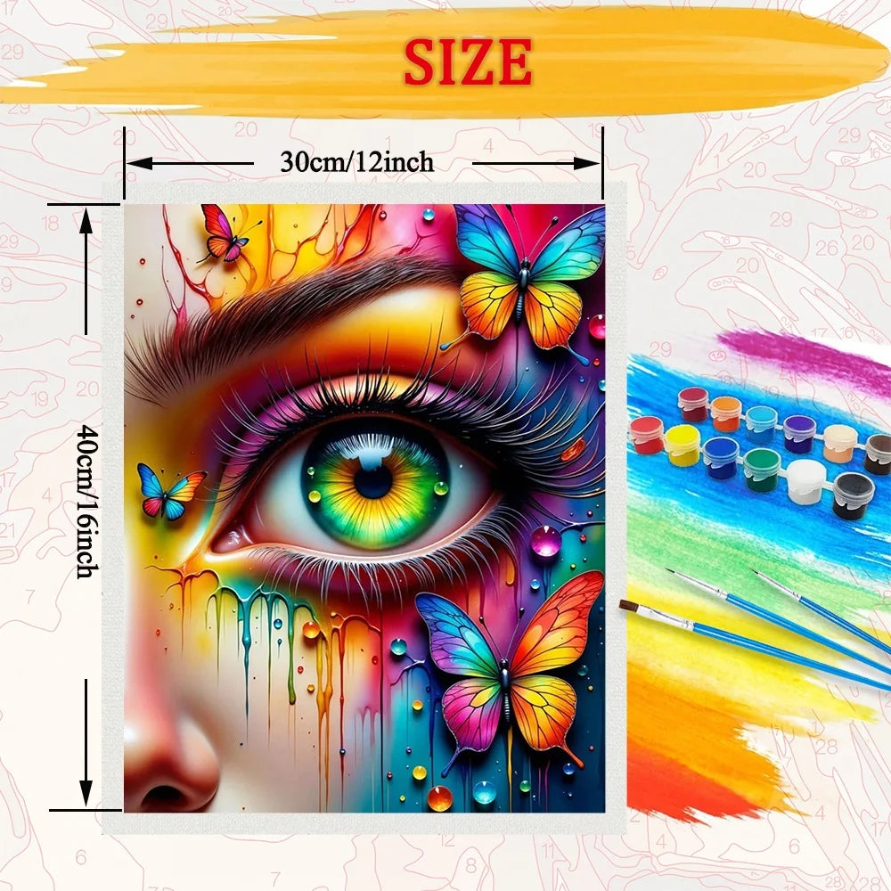 Eye Portrait Diy Art Paint By Numbers Butterfly