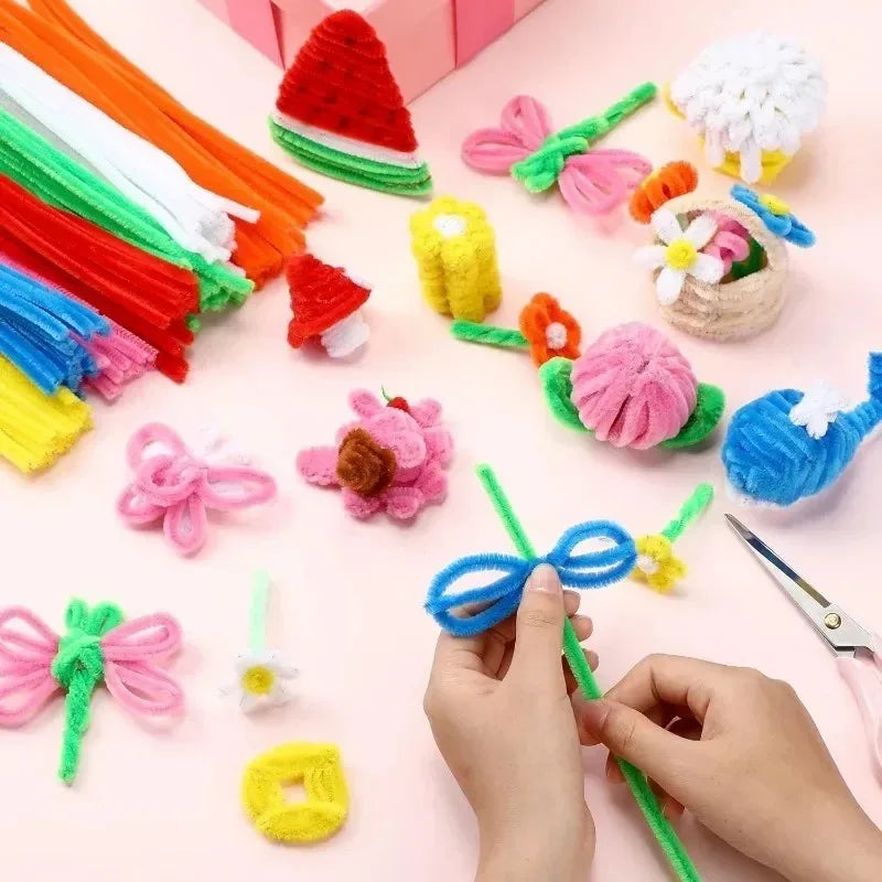 1000/10pcs Colorful Twisting fluffy Pipe Cleaners Stems