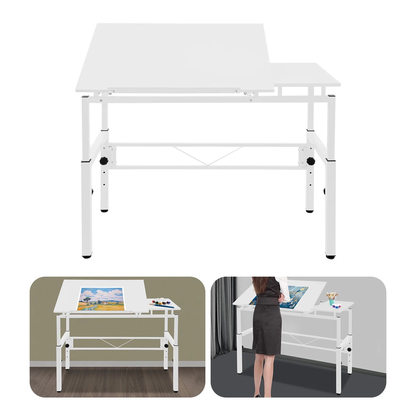 120x60cm Adjustable Drawing Table, Tilt & Height Adjustable Drafting Desk