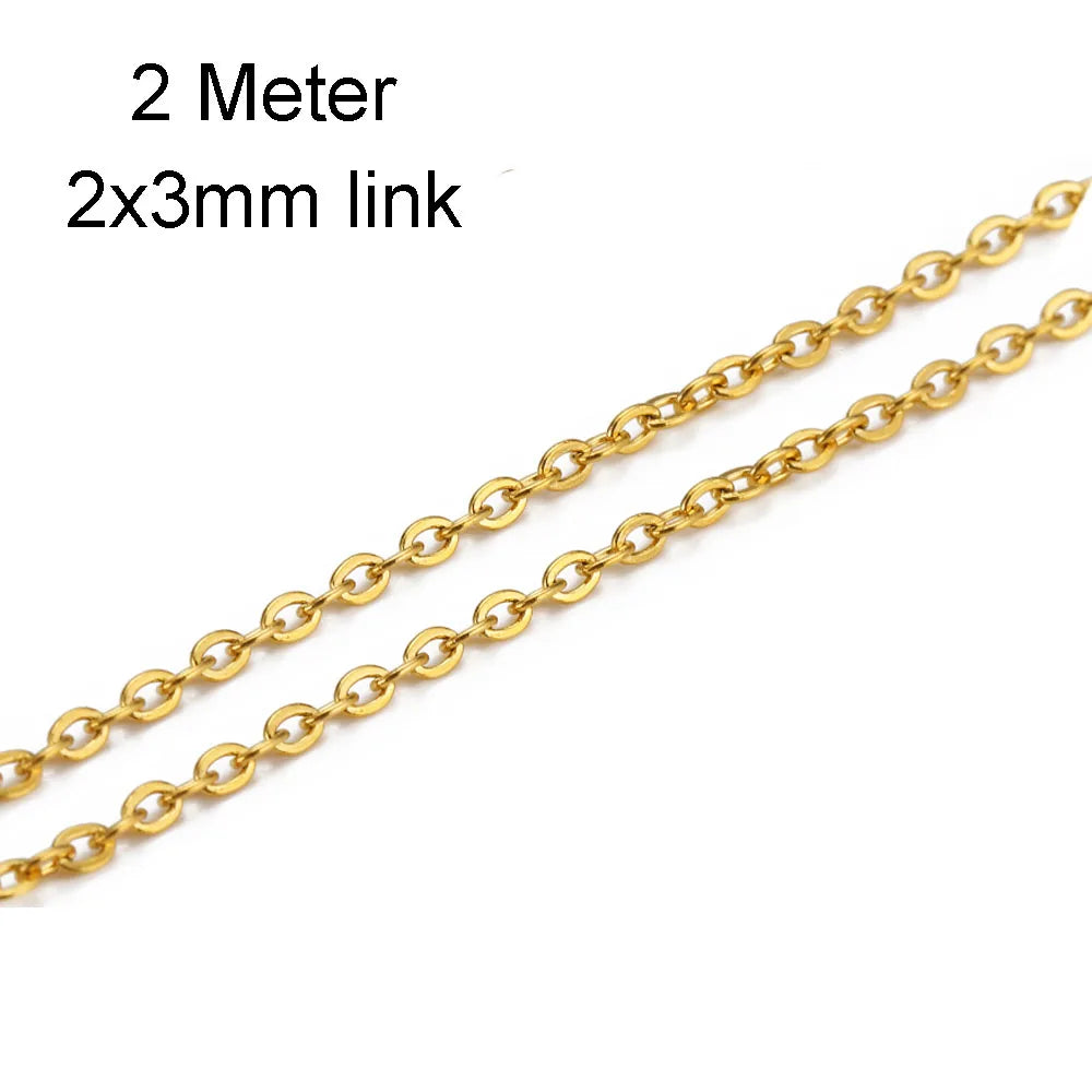 10 Meters Stainless Steel Chain,Gold&Steel Color Link for DIY Jewelry Making