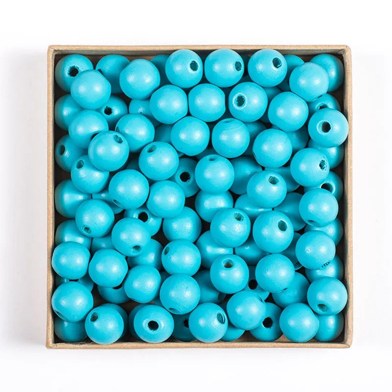 Wooden Beads Multi Colors Round Shaped DIY Craft Bracelet Necklaces Jewelry Accessories