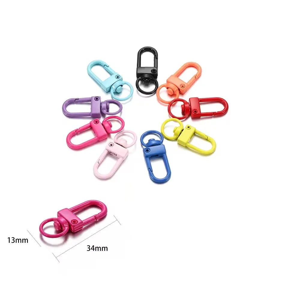 10pcs/lot 12x33mm Rotating Dog Buckle Colorful Lobster Clasps Hooks
