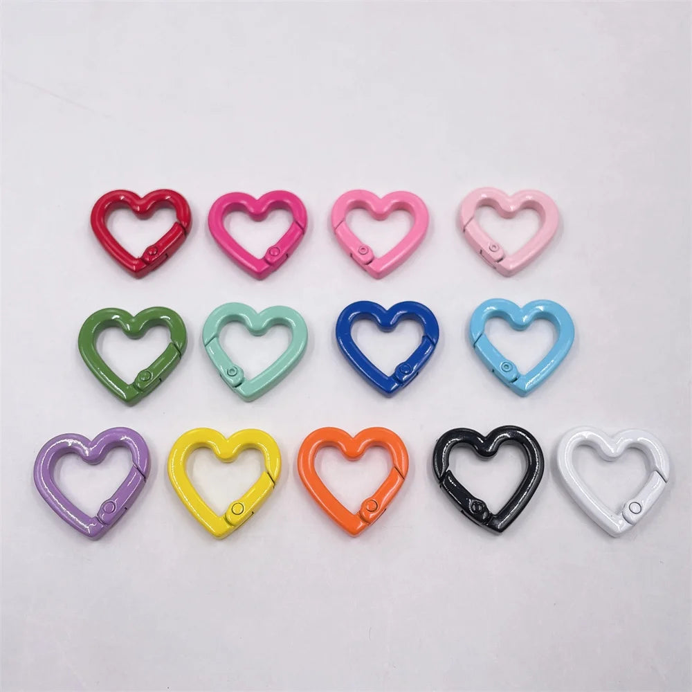 5pc 21/25mm Heart Key Ring Snap Clip Trigger Spring Buckle for DIY Jewelry Carabiner Keychain Chain Hook Make Accessory Material