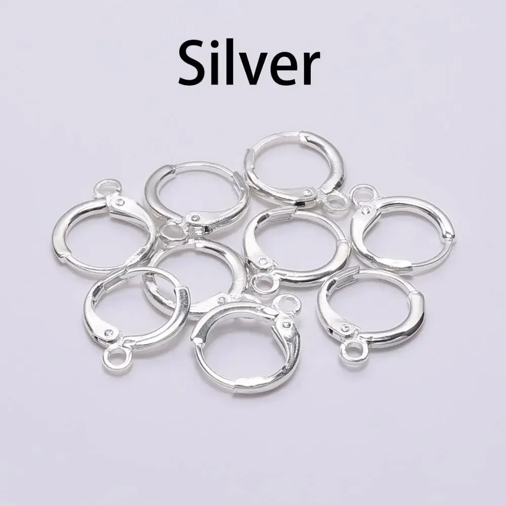 20pcs, Gold  France Lever Earring Hooks Wire Settings Base Earrings Hoops
