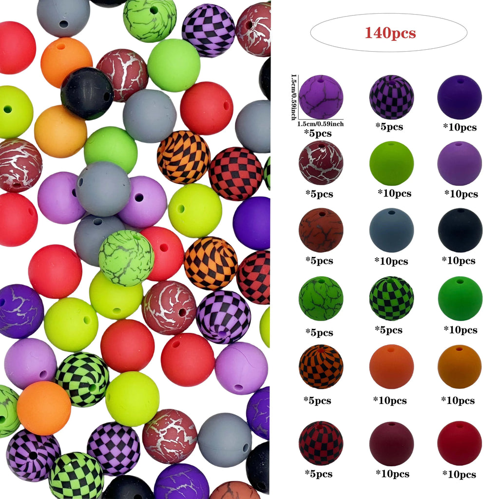 140pcs Watermark Series Silicone Beads mixed focal beads